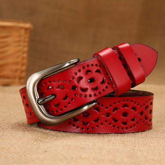 Cinturón de cuero hueco para mujer
