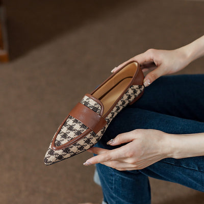 Zapatos Planos de Cuero Vacuno a Cuadros para Mujer - Image 5