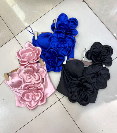 Chaleco Asimétrico con Flores 3D y Tirante al Hombro para Mujer - Image 7