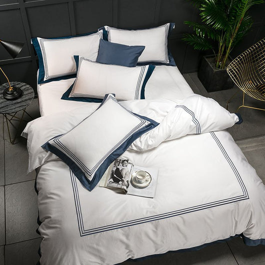 Juego de Cama Blanco 4 Piezas Algodón Puro Estilo Europeo - Image 23