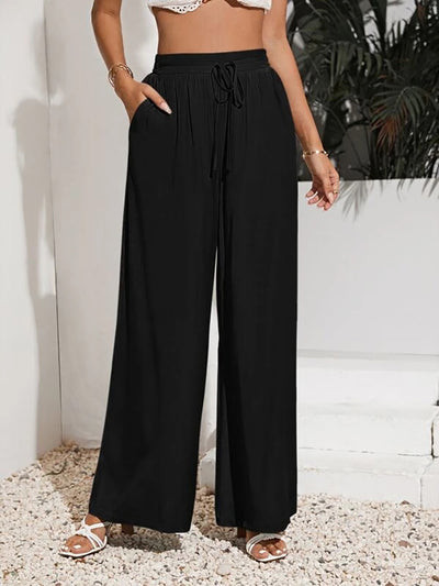 Pantalones Anchos de Talle Alto con Cintura Elástica Ajustable - Image 29