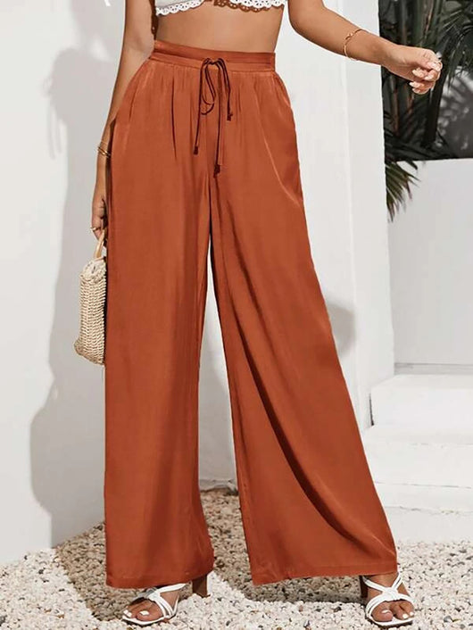 Pantalones Anchos de Talle Alto con Cintura Elástica Ajustable - Image 30