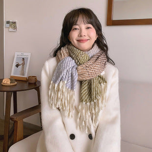 Bufanda de Mohair Suave y Gruesa con Cashmira Artificial - Combinación de Colores para Mujer - Image 12