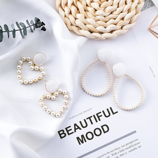 Aretes de Perla Colgante Elegante con Textura de Concha - Estilo Trendy Minimalista - Image 4