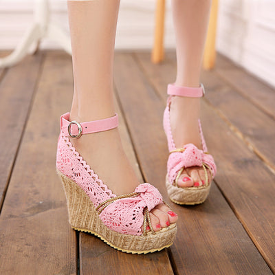 Sandalias de cuña con encaje elegante - Image 4