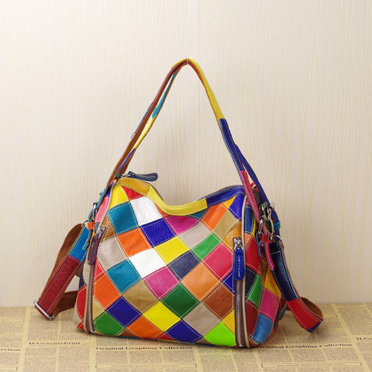 Bolso de Hombro en Cuero con Costura Artesanal