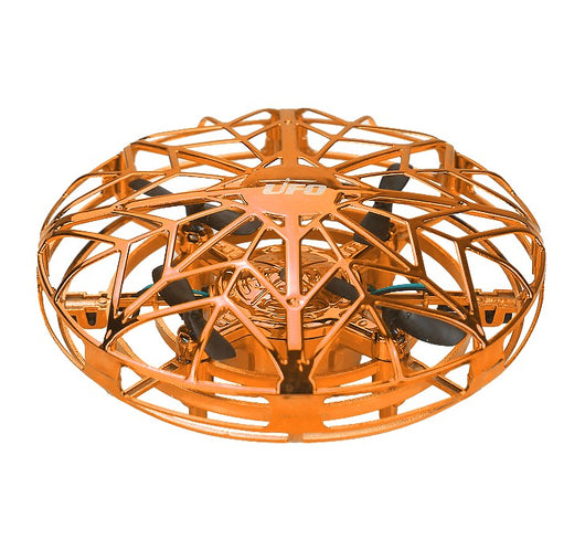 Gold mini UFO drone with a spherical protective cage and black propellers, sold as a 3-piece set. - Image 52
