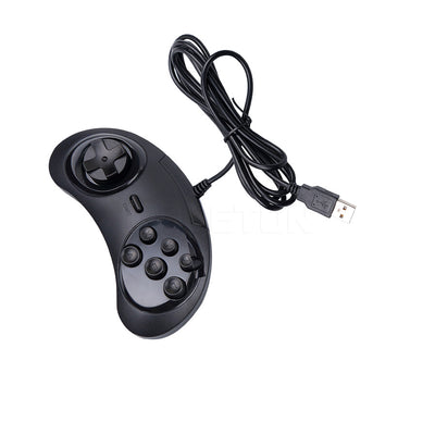 Black USB computer game controller with a classic design, featuring a D-pad, six action buttons, and a start button. - Image 5