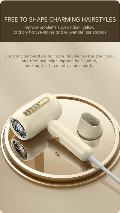 Beige 1200W hair dryer with a minimalist design, featuring a 360-degree rotating air collector nozzle and a US 110V plug. - Image 36