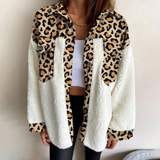Chaqueta Polar Mujer Estampado Leopardo Suave - Image 3