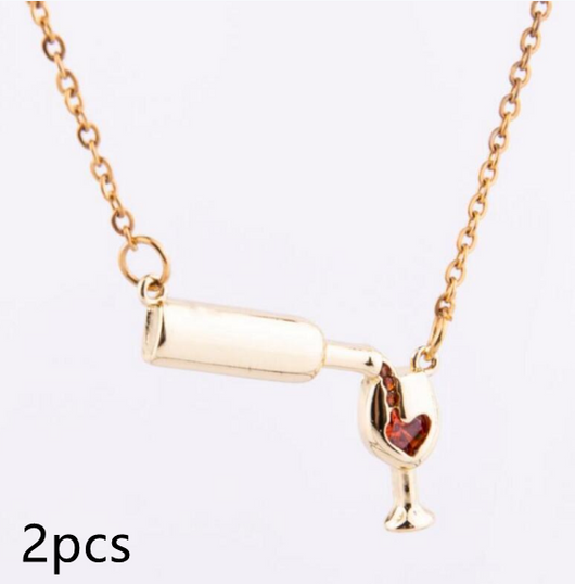 Collar para Amantes del Vino con Dije de Botella, Copa y Corazón - Image 22