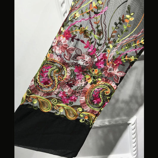 Blusa de Playa Étnica Bordada Manga Larga Suelta Protección Solar - Image 2