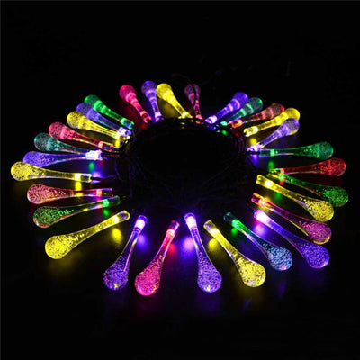 Guirnalda Solar de Luces LED Gotas de Agua Impermeable para Jardín y Fiestas - Image 9