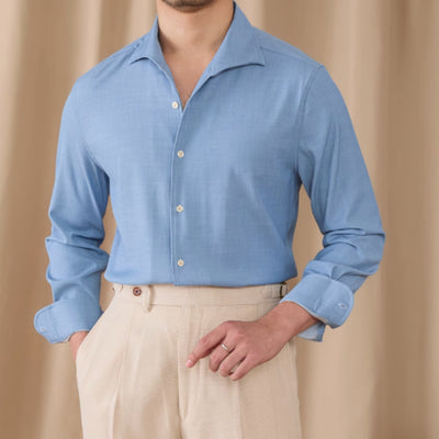 Camisa Casual de Manga Larga para Hombre con Cuello Drapeado Antiedad - Image 10