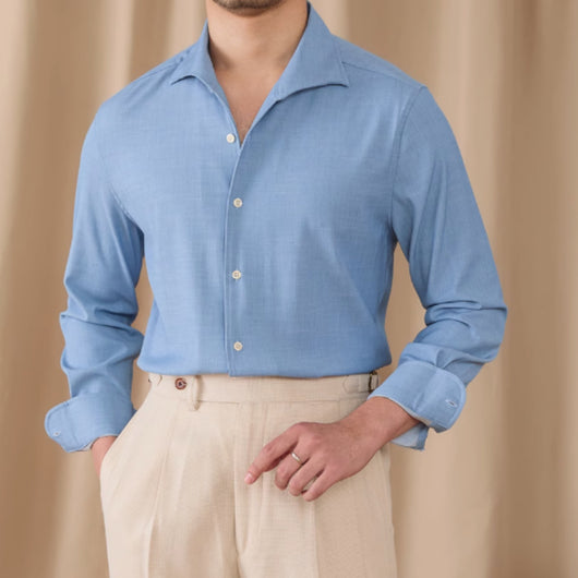 Camisa Casual de Manga Larga para Hombre con Cuello Drapeado Antiedad - Image 10