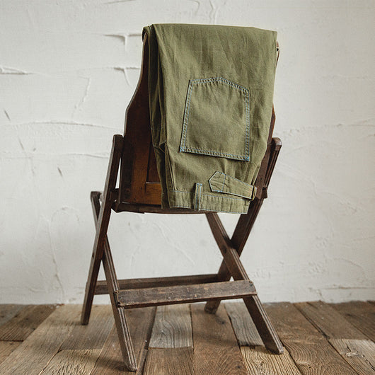 Pantalón Ancho Estilo Retro Militar Verde Ejército con Hebilla París - Image 3