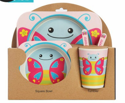 Juego de Vajilla Infantil 5 Piezas - Platos y Vasos de Fibra de Bambú Natural para Bebés - Image 7