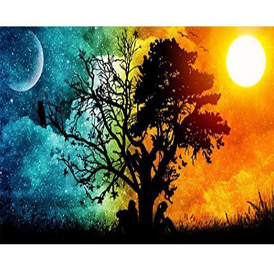Pintura de Diamantes 5D - Día y Noche