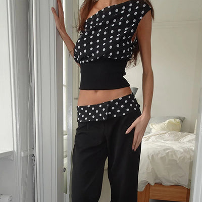 Blusa Crop Top Chiffon con Lunares y Espalda Descubierta - Top Casual Verano - Image 7