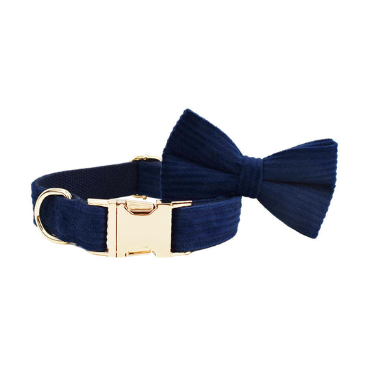Collar y Correa para Perro en Pana Azul Marino - Cuerda de Sujeción para Exterior - Image 2