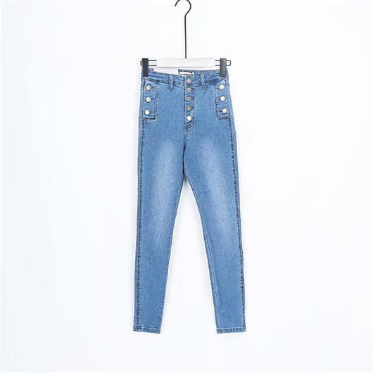 Pantalones Vaqueros Talle Alto con Botones y Tela Reforzada - Image 3