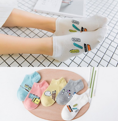 Pack 5 Pares Calcetines Gatos a Rayas para Mujer - Algodón Cómodo y Divertido - Image 12