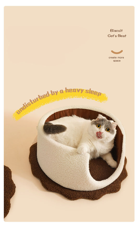 Casa Cama para Gato con Forma de Galleta - Refugio Cálido para Otoño e Invierno - Image 15