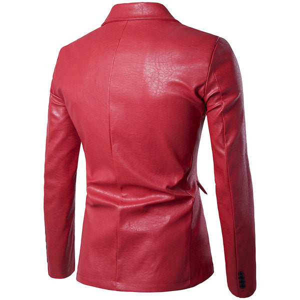Blazer Ejecutivo de Cuero PU con Botón Simple