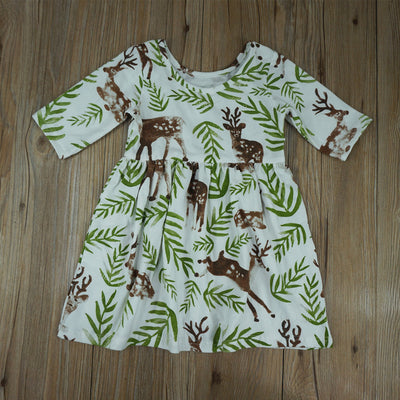 Vestido Estampado de Venado para Niña - Mangas 5/4 Colección Verano - Image 2