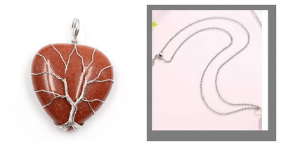 Colgante Corazón Melocotón Cristal Natural Árbol de la Vida para Parejas - Image 19