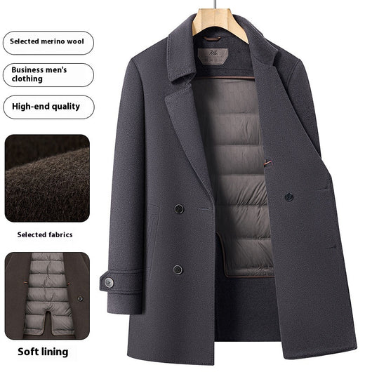 Abrigo de Lana Reversible para Hombre - Cuello de Traje Medio Largo - Image 38
