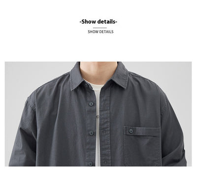 Camisa de Algodón Pesado Estilo Americano para Hombre - Image 23