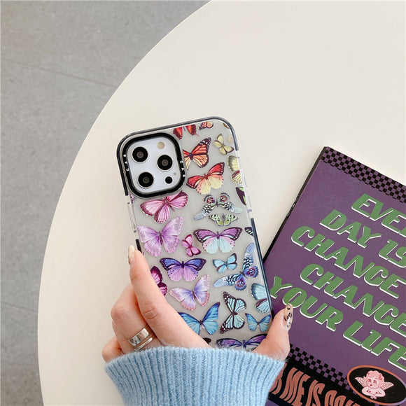 Funda Transparente Mariposa Compatible con iPhone 12 Mini, 11 Pro Max, X, XR, 8 y 7 Plus