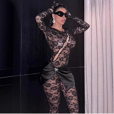 Conjunto Sensual de Encaje Transparente con Recortes Estratégicos - Image 2