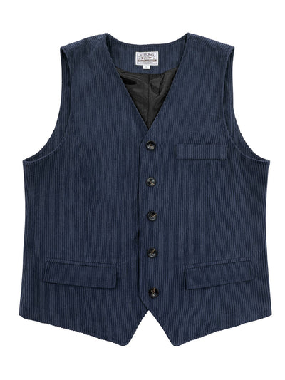 Chaleco de Pana para Hombre con Bolsillos de Patchwork y Chaqueta Exterior - Image 7