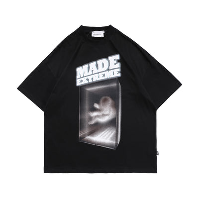 Camiseta Suelta Negra Estampada de Manga Corta - Estilo Verano - Image 9