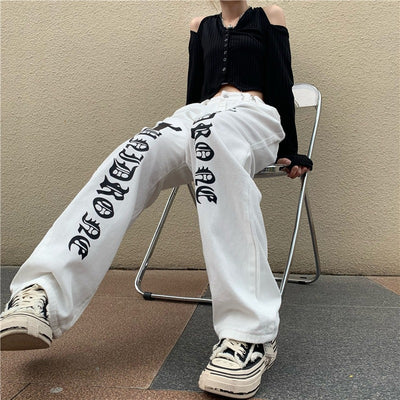 Pantalones Rectos Blancos con Estampado High Street para Mujer - Image 8
