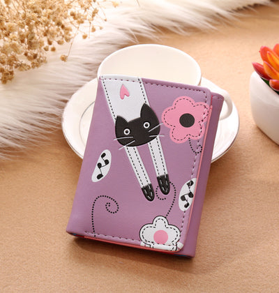 Billetera Compacta con Diseño de Gato Kawaii para Mujer