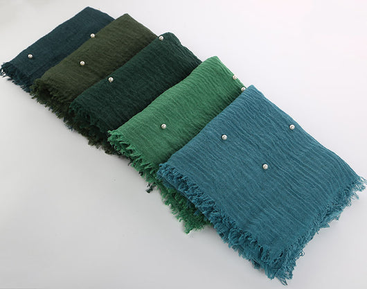 Pañuelo de Algodón y Lino Arrugado Monocromático - Image 3