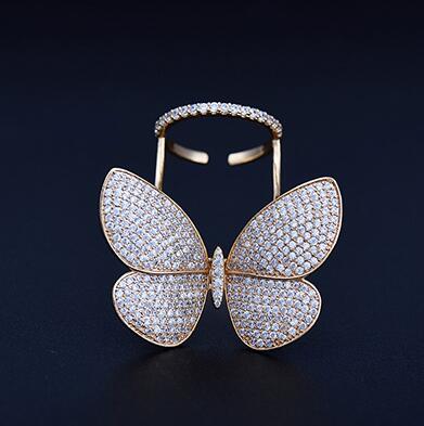 Anillo Ajustable de Mariposa Brillante con Cristales Pavé Movibles - Image 2