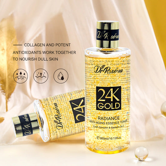 Tónico Facial de Oro 24K y Colágeno - Poros Refinados e Hidratación Profunda
