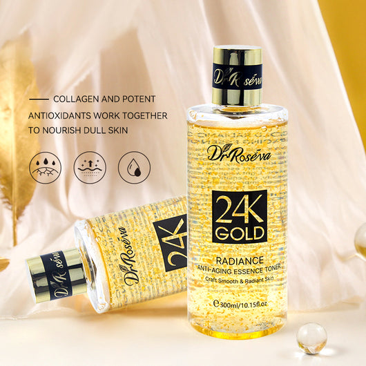 Tónico Facial de Oro 24K y Colágeno - Poros Refinados e Hidratación Profunda