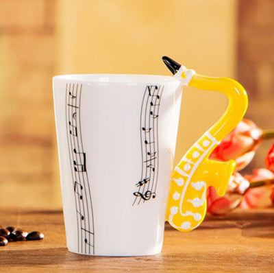 Taza de Cerámica con Asa de Saxofón y Notas Musicales - Image 17