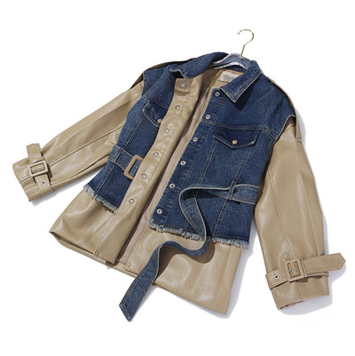Chaqueta de Cuero con Costuras Denim - Image 6