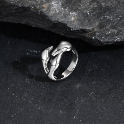 Anillo de Acero Inoxidable con Diseño Geométrico Irregular para Hombre - Image 3