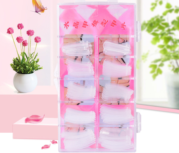 Extensiones de Uñas Transparentes con Pegamento de Estado Sólido - Caja de 100 Piezas