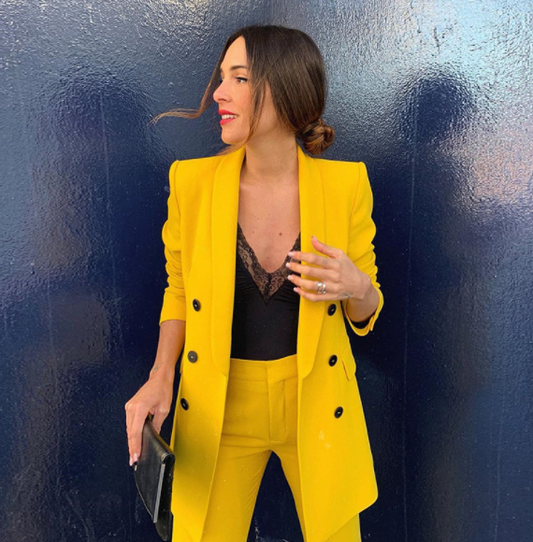 Blazer Amarillo Elegante para Mujer