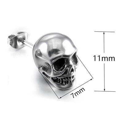 Aretes Calavera Punk Rock para Hombre y Mujer - Pequeños Studs de Plata - Image 3