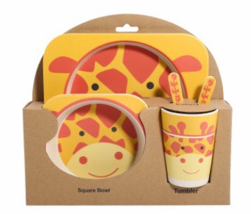 Juego de Vajilla Infantil 5 Piezas - Platos y Vasos de Fibra de Bambú Natural para Bebés - Image 9