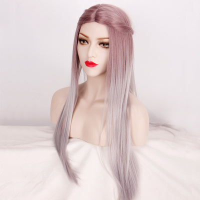 Peluca Larga Degradada con Coloración Ombré - Cabello Liso Natural